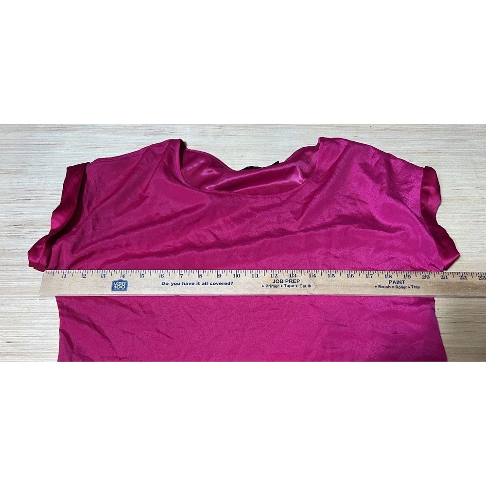 THE LIMITED Women's Hot Pink Satin Shift Dress Size M Short Sleeve Polyester Y2K - Picture 7 of 8
